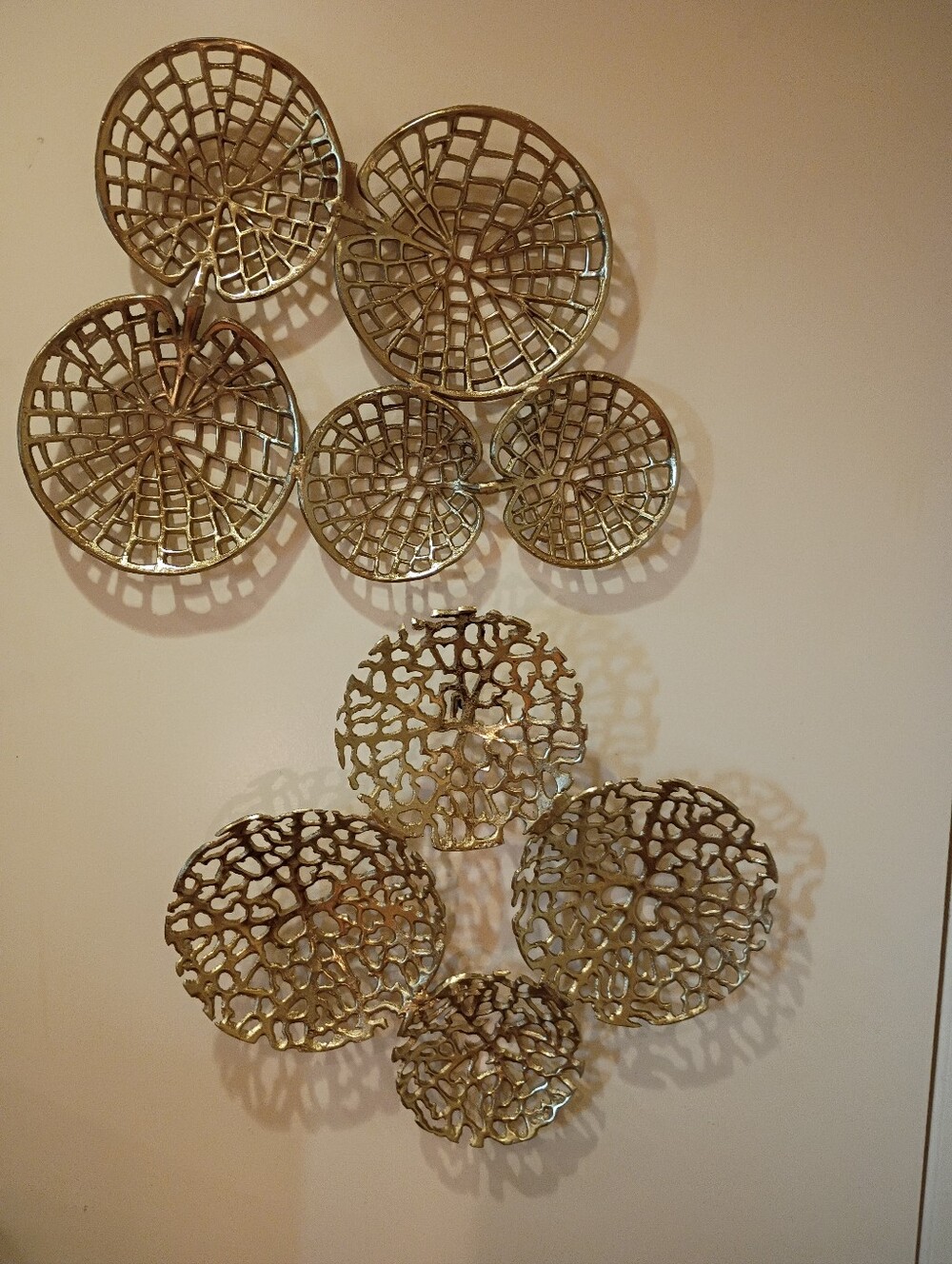 Modern Organic Brass/Gold Hanging Wall Decor Set - Lily Pad & Coral Reef Themes